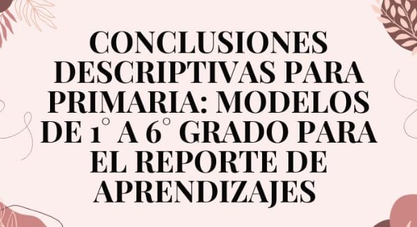CONCLUSIONES DESCRIPTIVAS PARA PRIMARIA: MODELOS DE 1° A 6° GRADO PARA EL REPORTE DE APRENDIZAJES