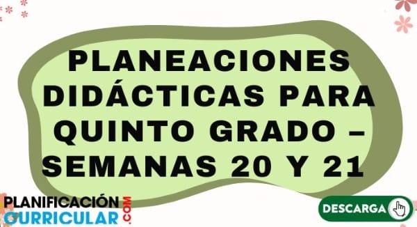 Planeaciones de quinto grado semanas 20 y 21