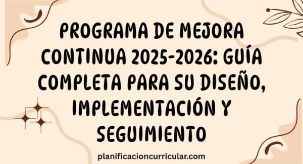 PROGRAMA DE MEJORA CONTINUA 2025-2026: GUÍA COMPLETA PARA SU DISEÑO, IMPLEMENTACIÓN Y SEGUIMIENTO